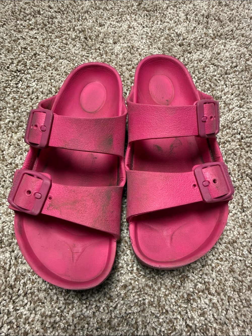 Birkenstock Kids Hot Pink Double Strap Slides